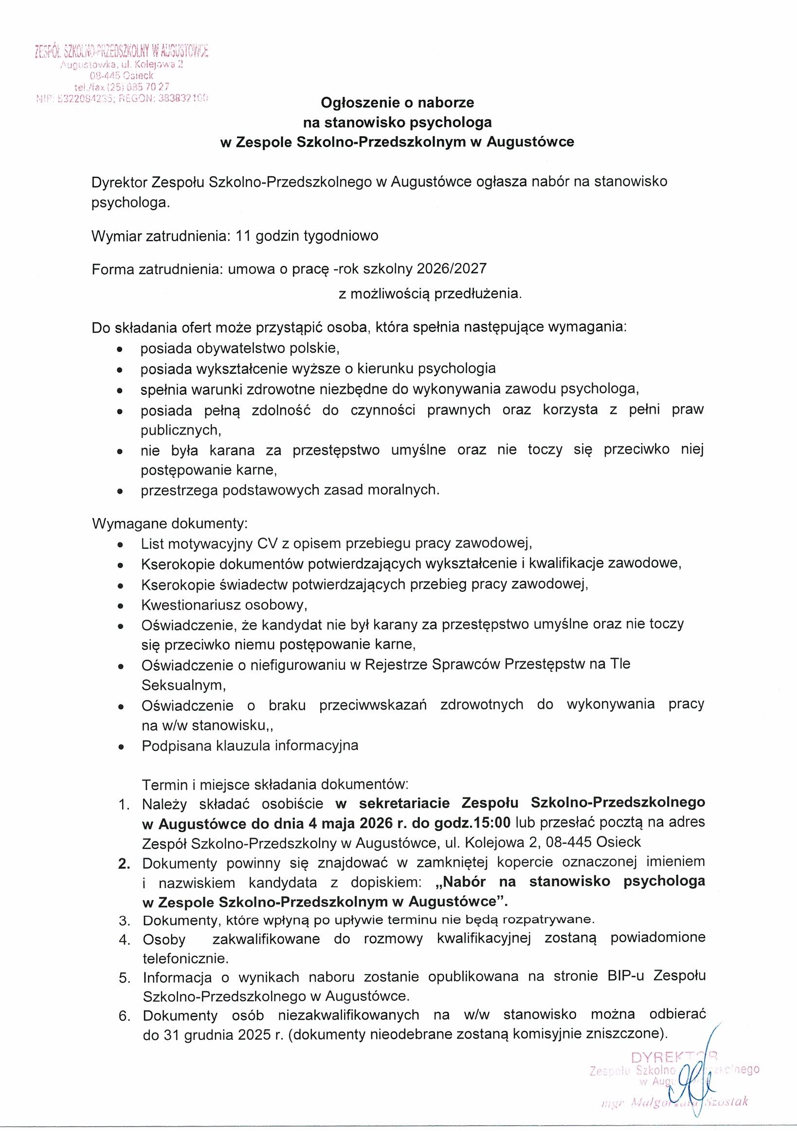 PSYCHOLOG SZKOLNY