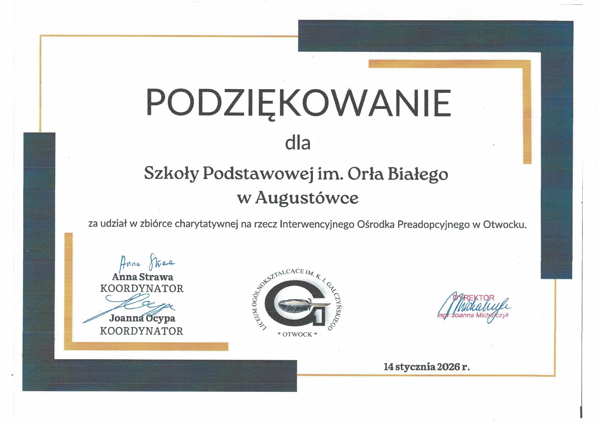 PODZIĘKOWANIE OTWOCK